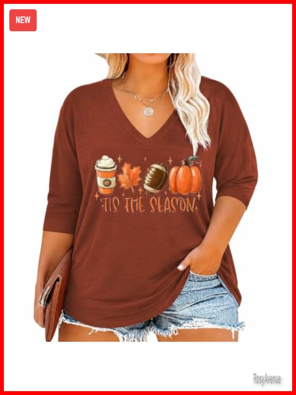 Plus Size V-Neck 3/4 Sleeve Halloween T-Shirt